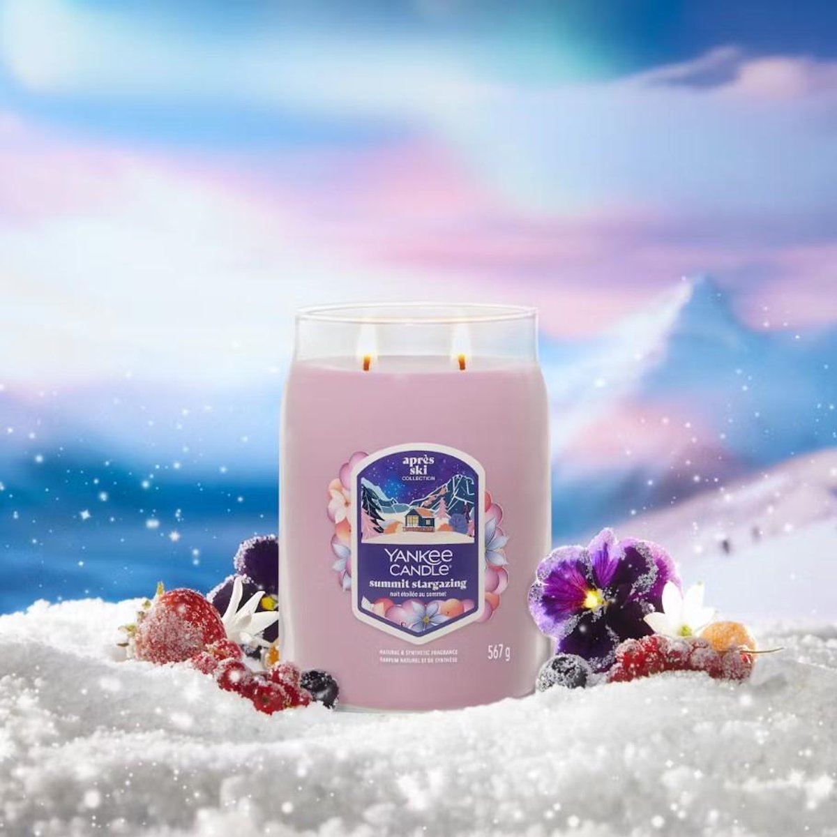 Grande bougie Nuit étoilée au sommet violet, YANKEE CANDLE