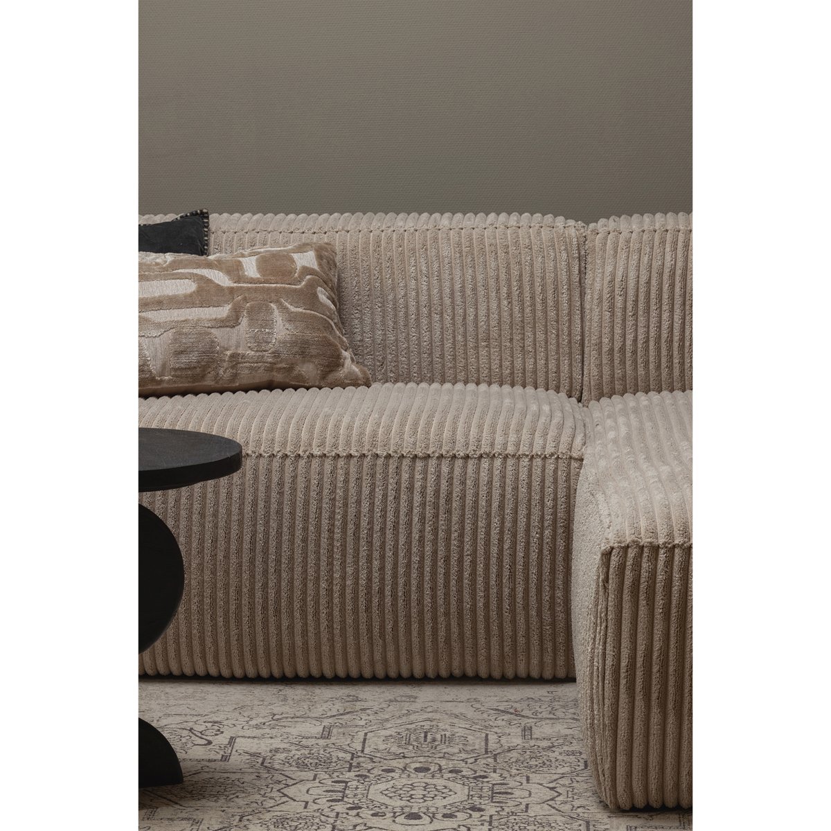 Canapé d'angle droit en tissu côtelé grossier BEAN beige, WOOOD