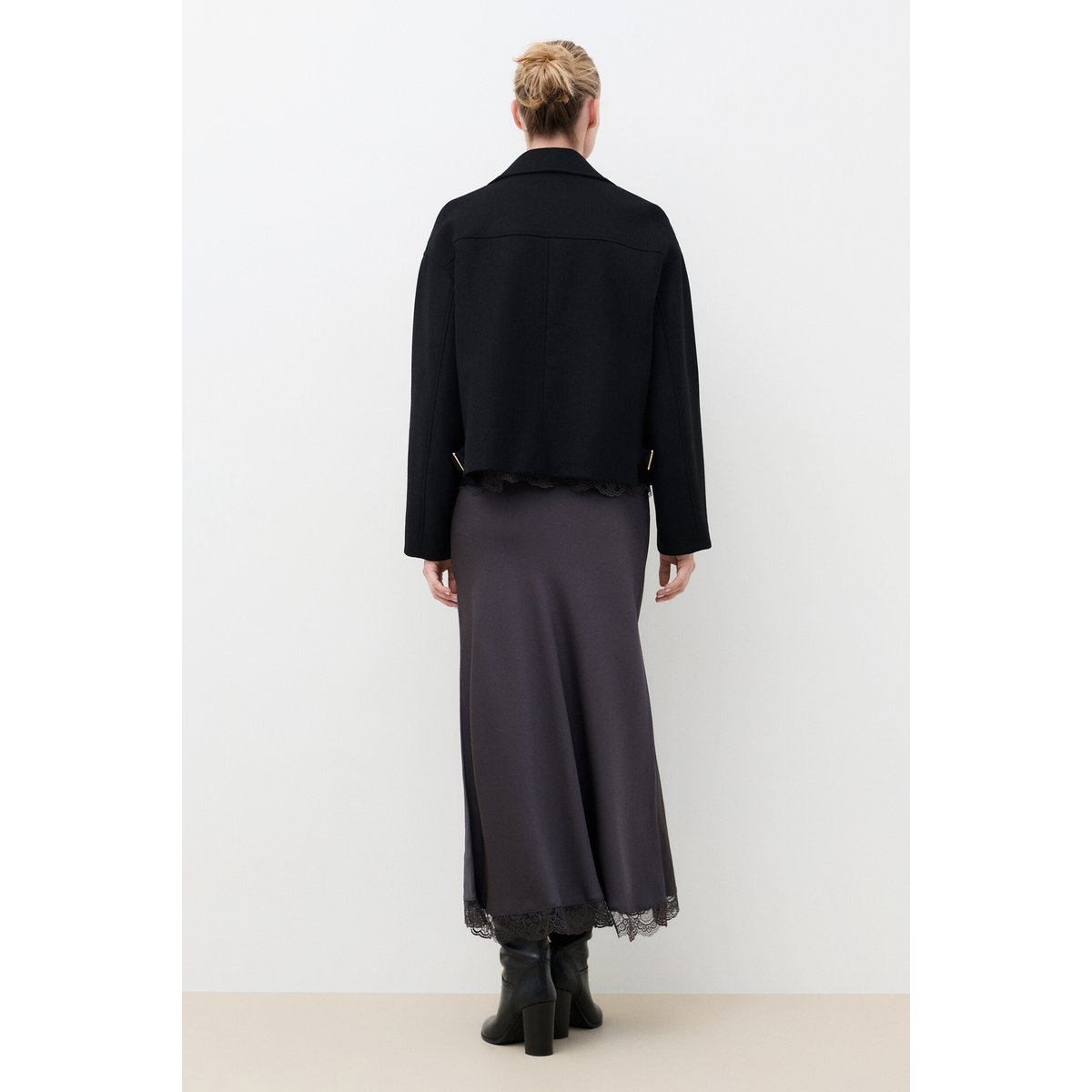Manteau droit en laine GTIFFANY noir, CAROLL