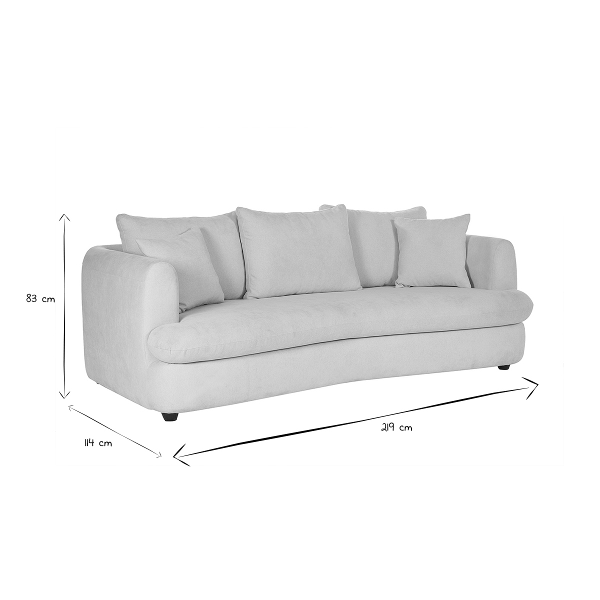 Canapé convertible déhoussable 3-4 places design haricot en tissu effet velours texturé vert kaki SACHA beige, MILIBOO