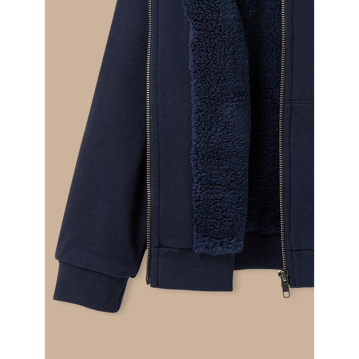 Sweat zippé doublé sherpa marine, CYRILLUS