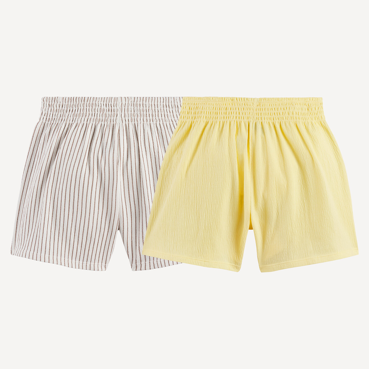 Pack of 2 Shorts yellow+striped, LA REDOUTE COLLECTIONS
