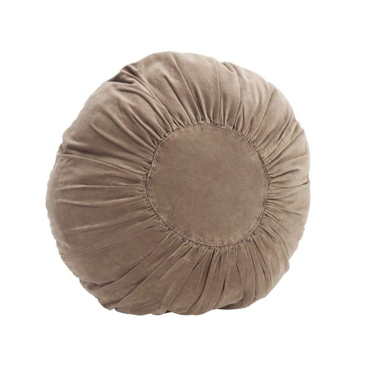 Coussin rond velours plissé beige, MADAM STOLTZ
