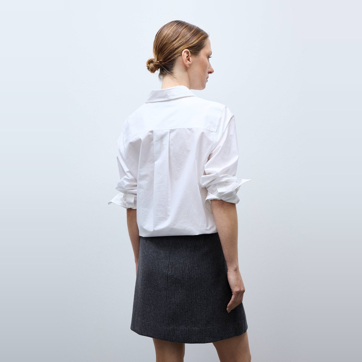 Jupe courte unie contenant de la laine requin, MONOPRIX