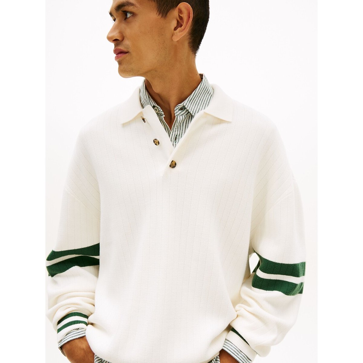Pull col polo 90s ecru, TOMMY JEANS