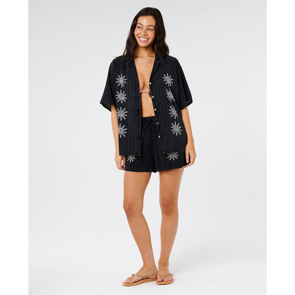 Short brodé Topanga noir, RIP CURL
