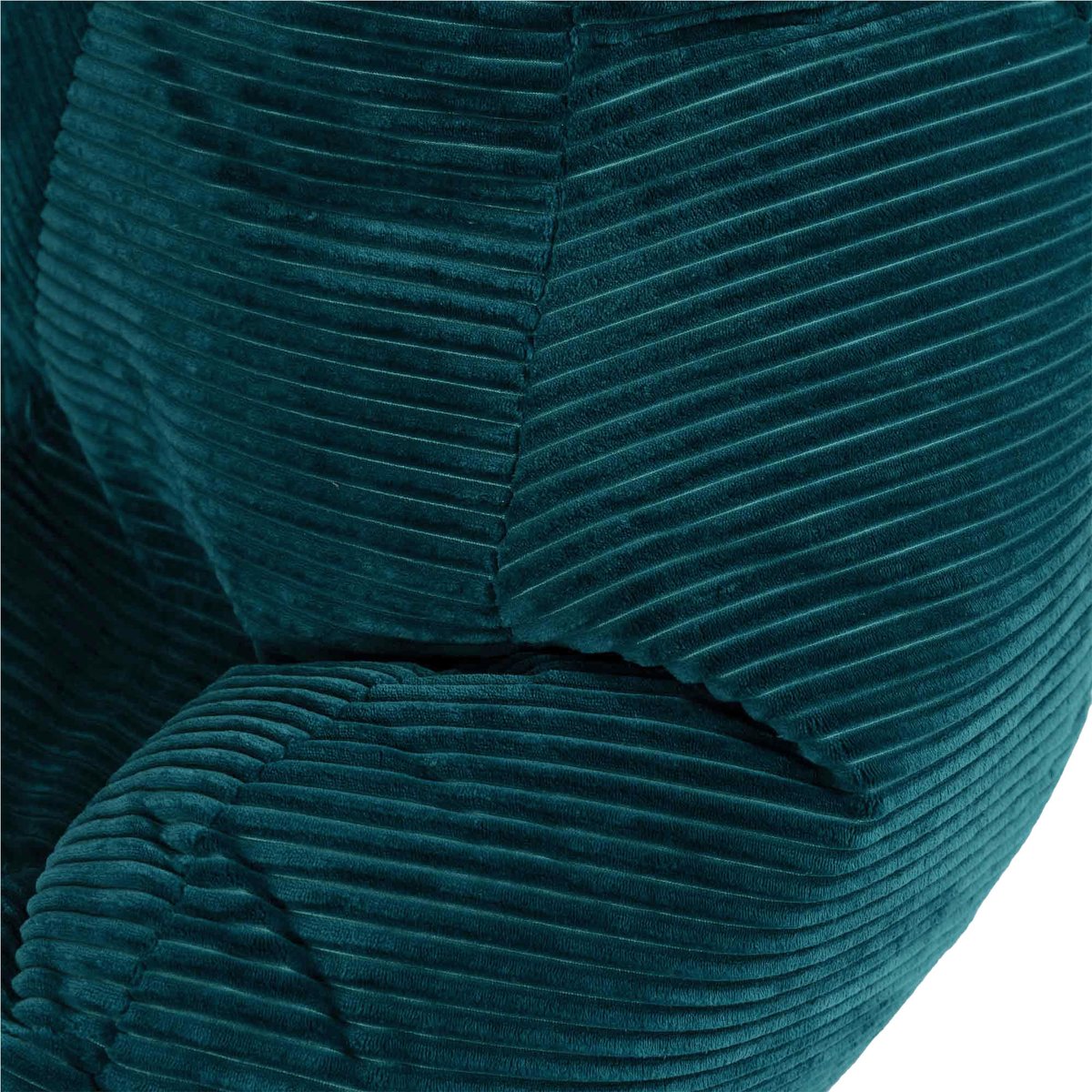 Pouf géant à dossier haut large XL avec repose-pied carré en velours côtelé Oeko-Tex® - DALTON bleu canard, ICON