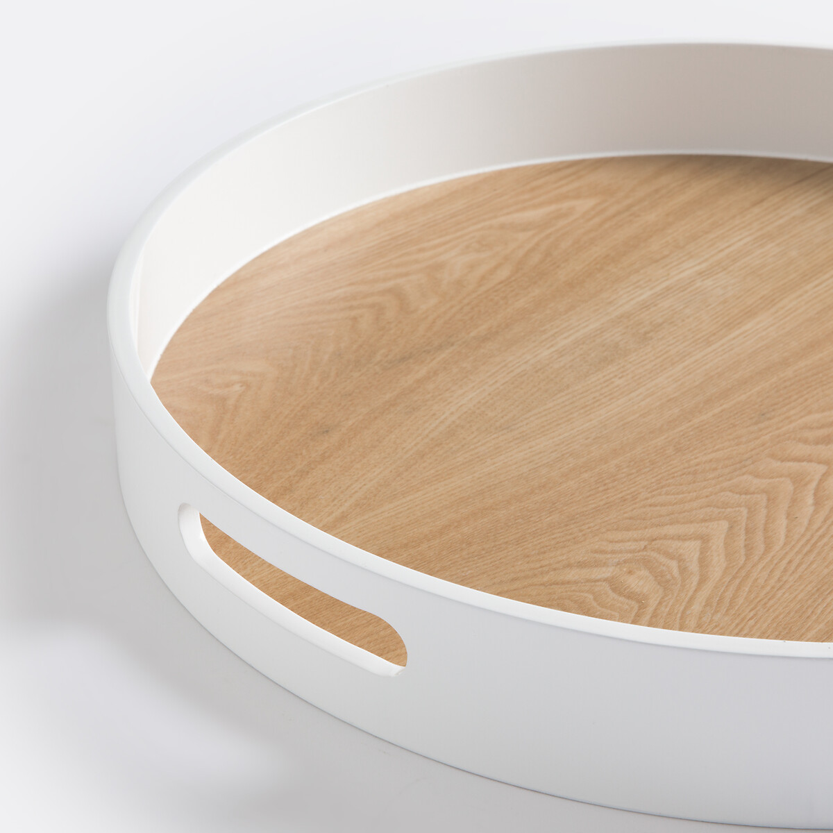 Plateau Ø 45,5 cm en placage frêne, Nicolo naturel/blanc, LA REDOUTE INTERIEURS