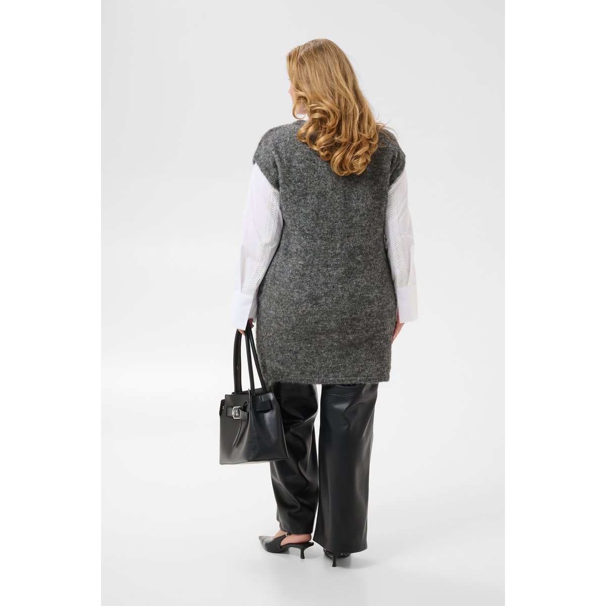 Manteau tricoté gris dark grey melange, KAFFE CURVE