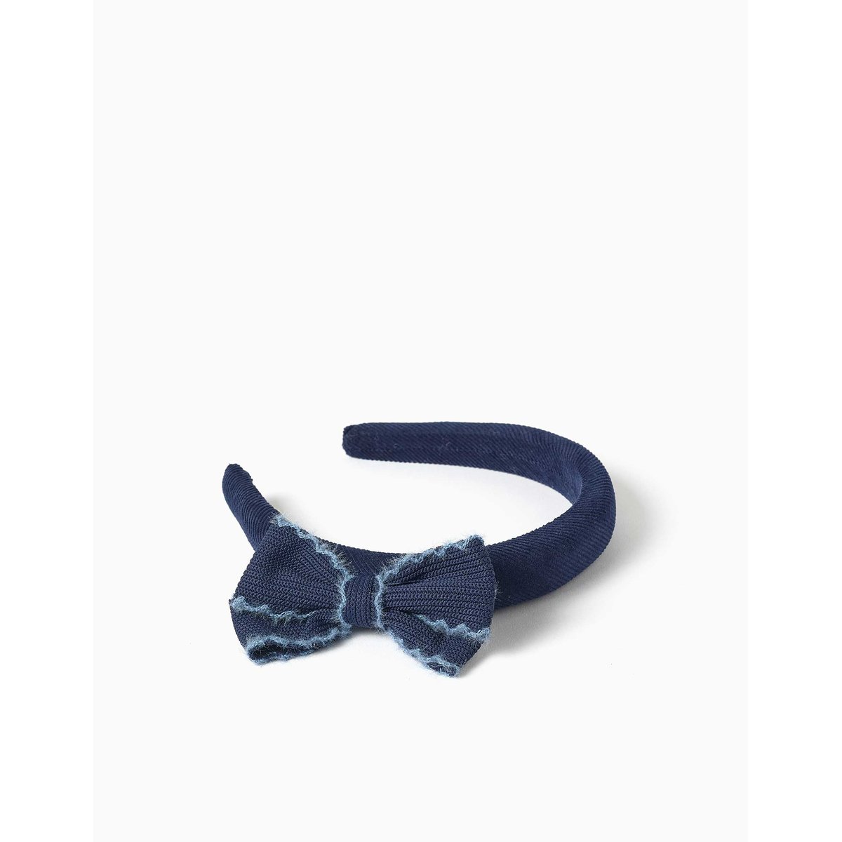 Serre-tête rembourré en velours avec nœud bleu foncé, ZIPPY