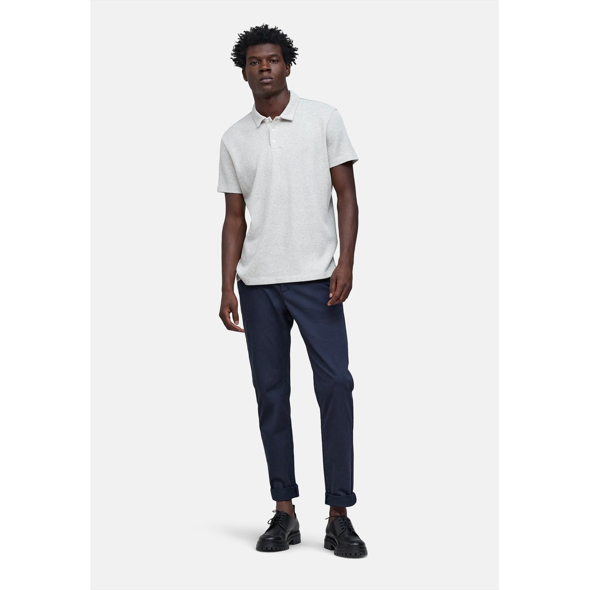 Polo coton bio maille nid d'abeille gris clair, IKKS