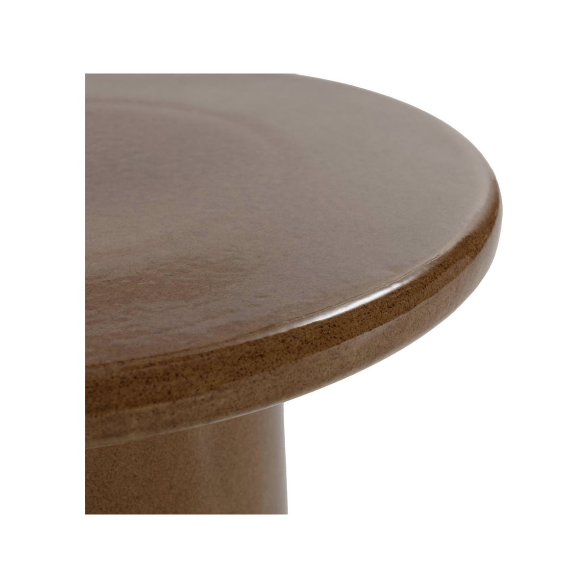 Table d'appoint ronde en céramique brillante brun, RECOLLECTION