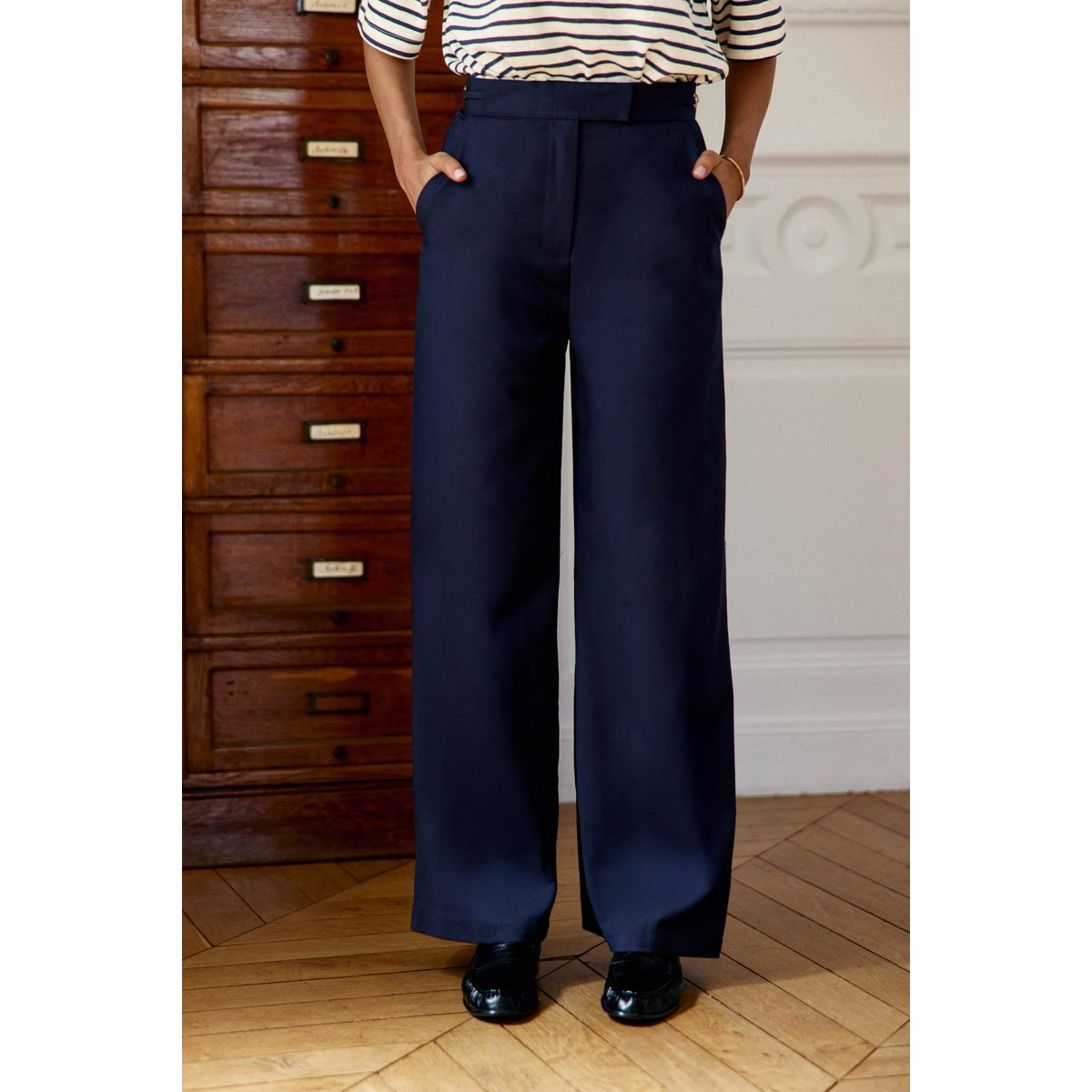 Pantalon droite uni PAOLIN 25-marine, LA PETITE ETOILE