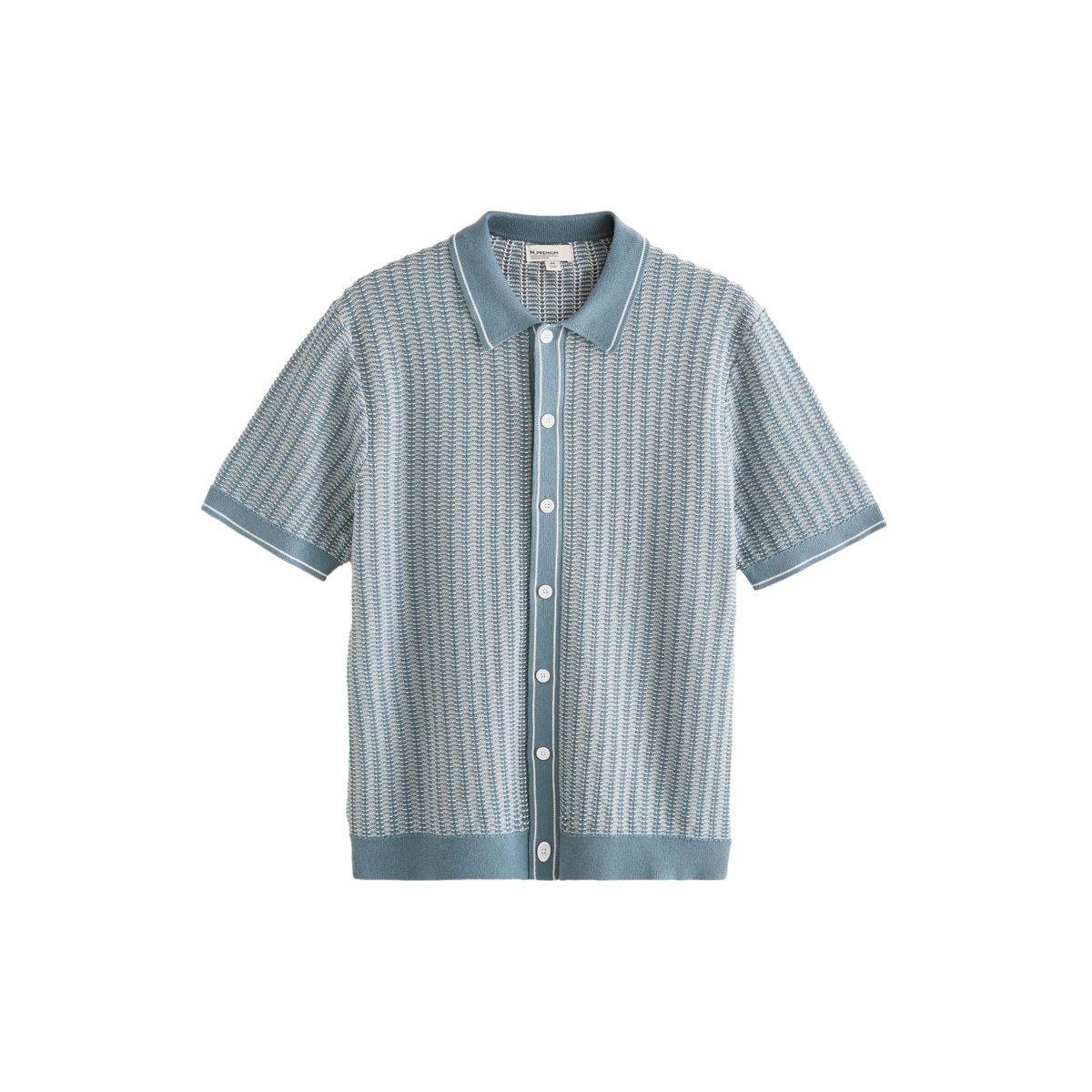 Chemise en maille rayée lin mélangé bleu, NEXT