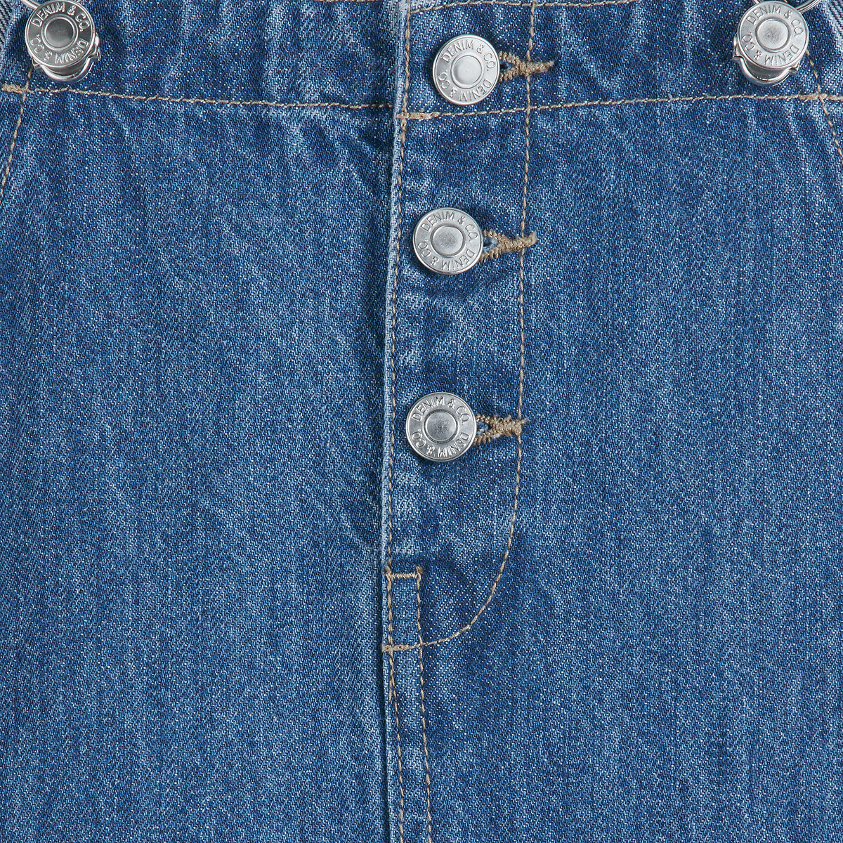 Salopette à bretelles en jean denim stone, LA REDOUTE COLLECTIONS