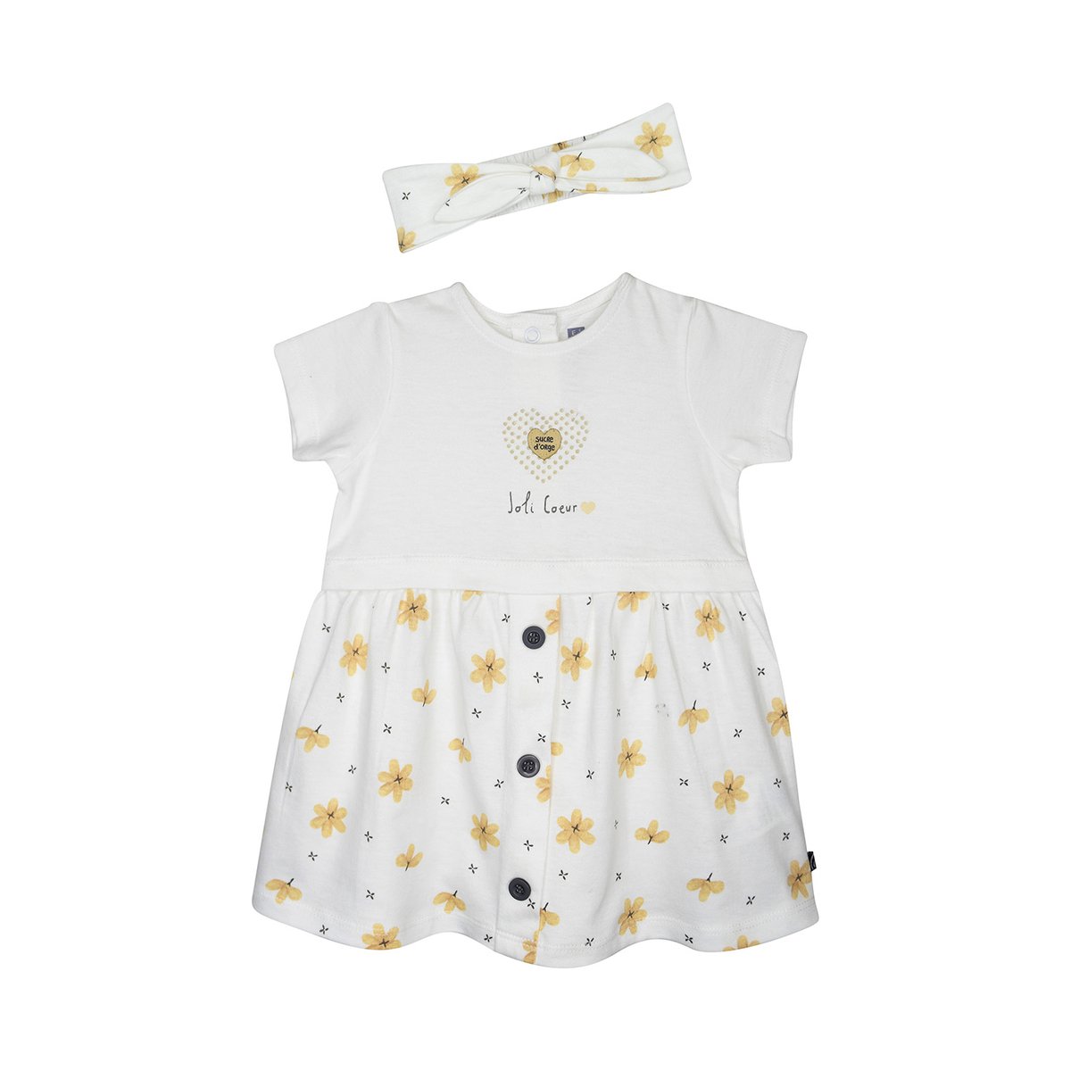 Robe bandeau giroflee bebe blanc, SUCRE D'ORGE