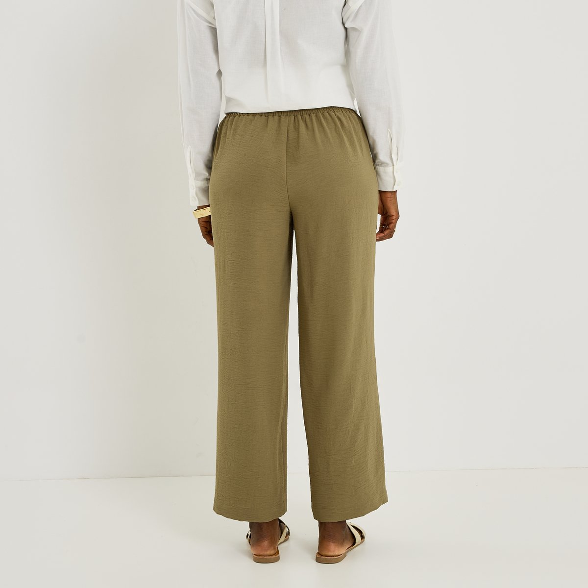 Pantalon fluide taille élastiquée vert kaki, GRAIN DE MALICE