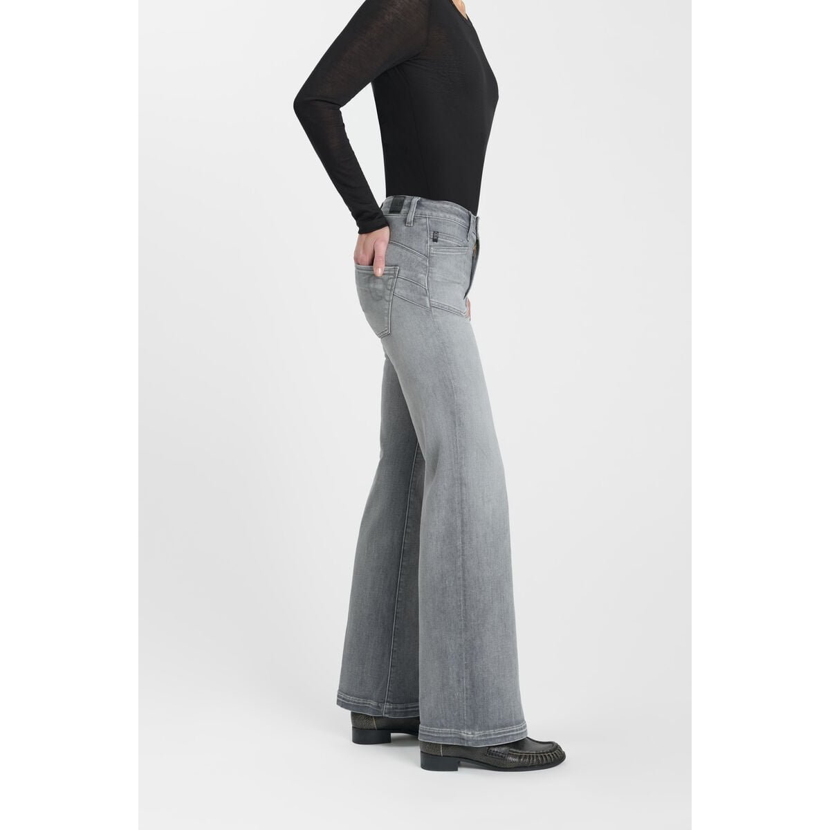 Jeans flare PULP high flare, longueur 34 grey, LE TEMPS DES CERISES