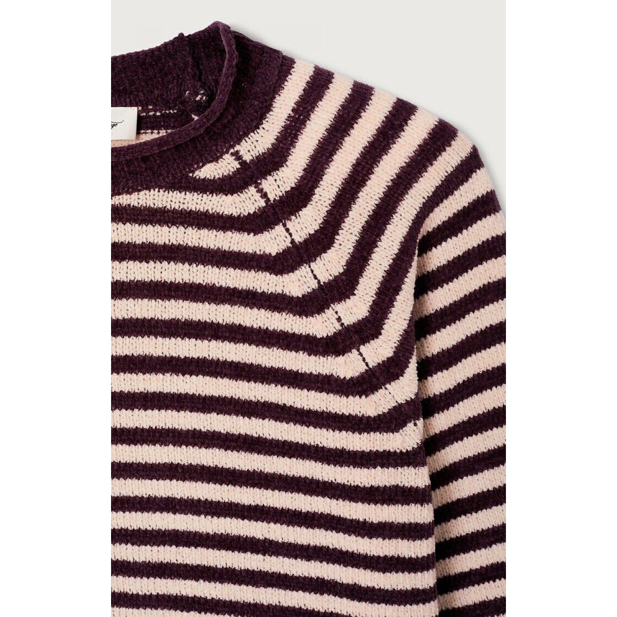 Camisola às riscas com gola redonda, EKEWOOD rosa/beringela, AMERICAN VINTAGE