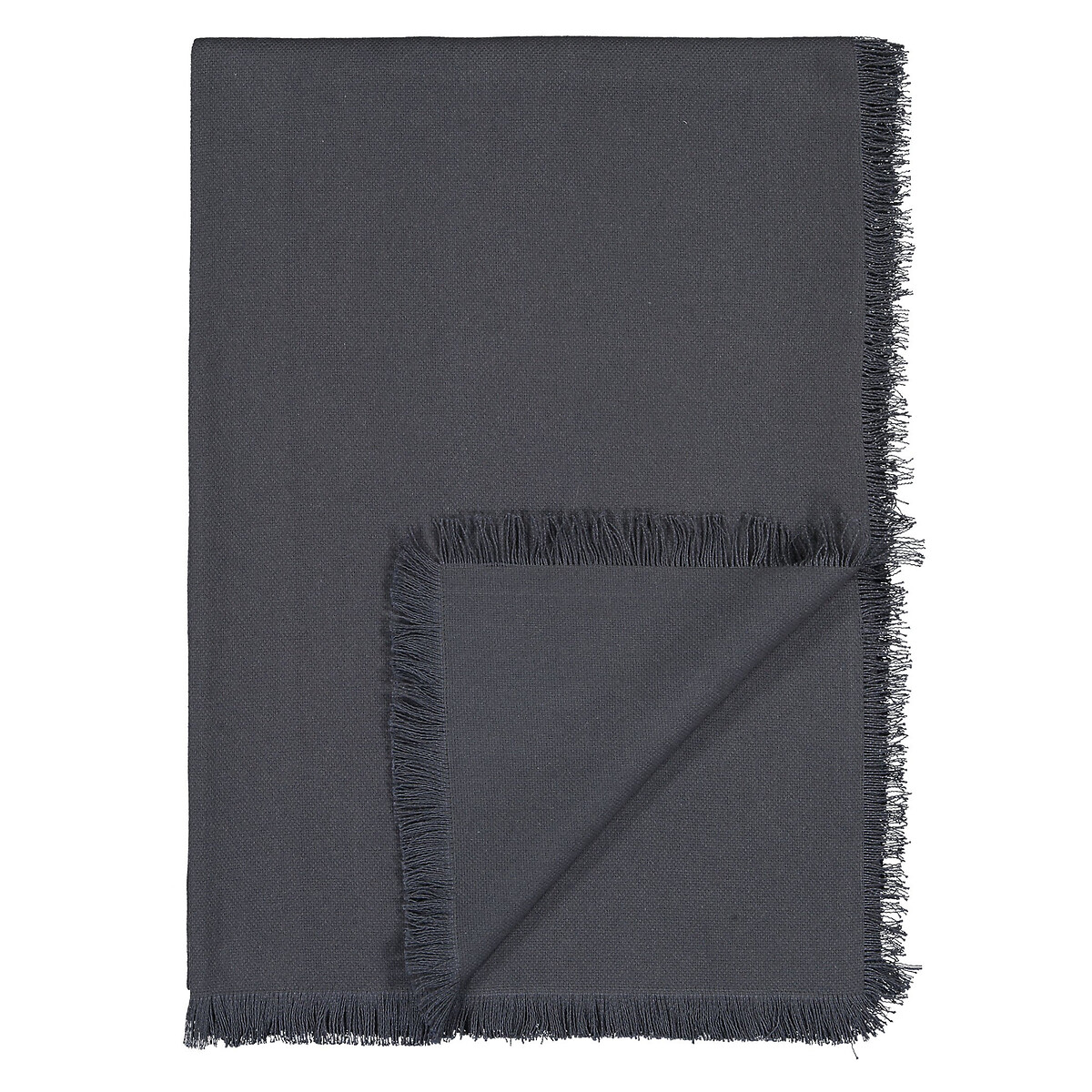 Plaid coton frangé, Panama anthracite, LA REDOUTE INTERIEURS