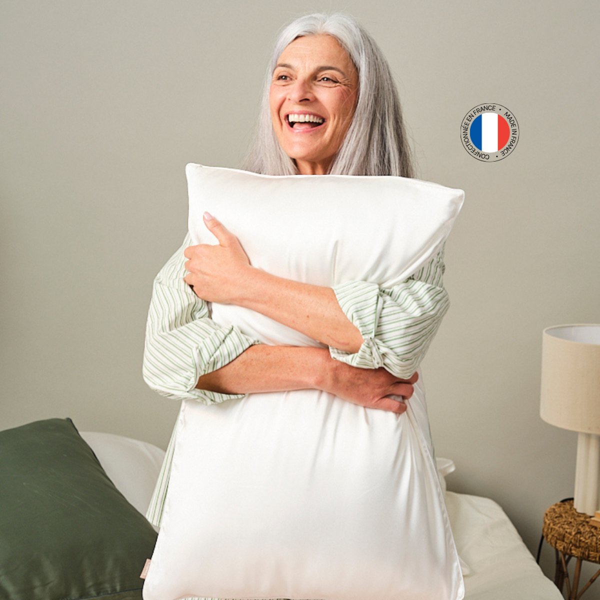 Taie d'oreiller 100% pure soie de mûrier - Confectionnée en France blanc, EMILY'S PILLOW
