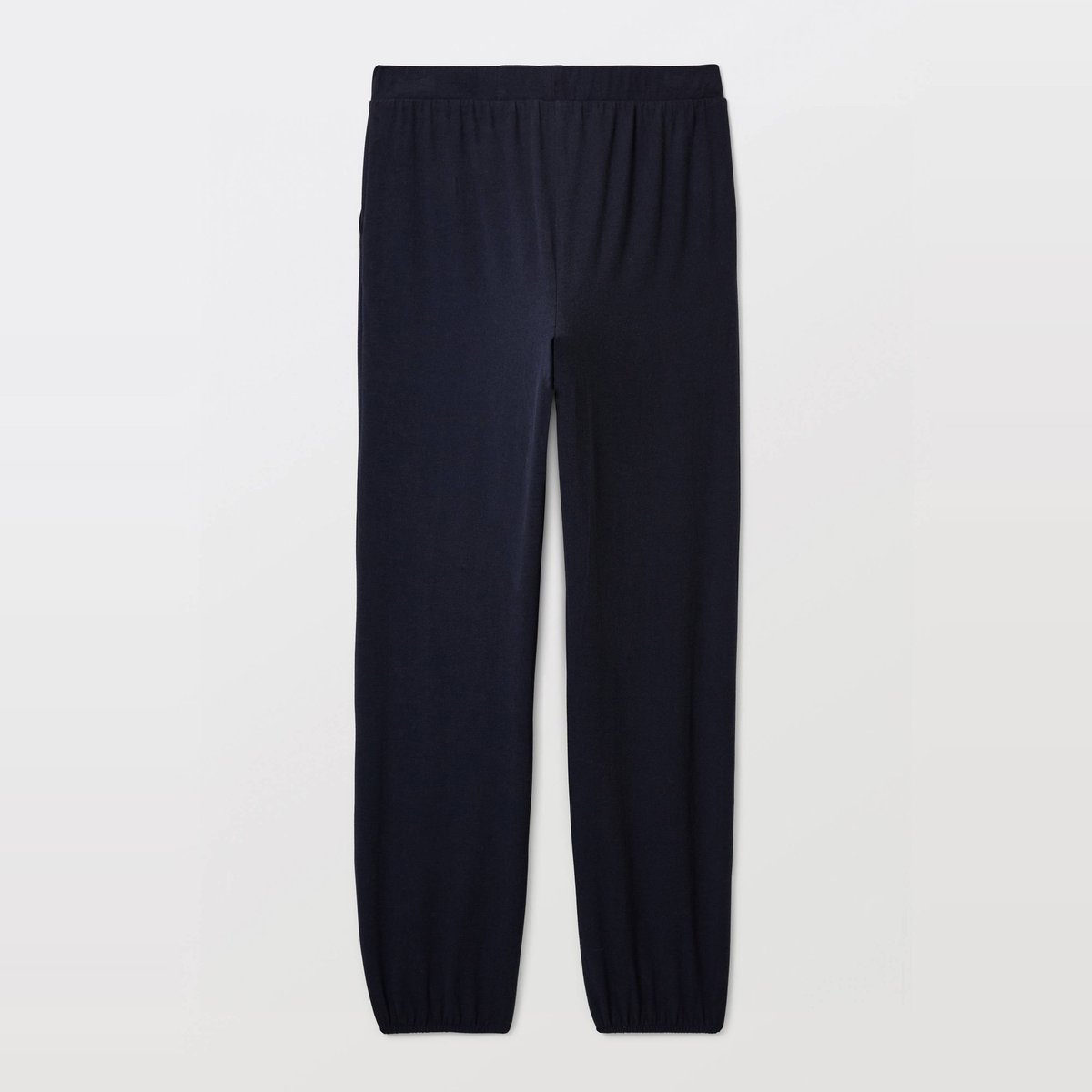 Pantalon uni en coton et modal marine, MONOPRIX