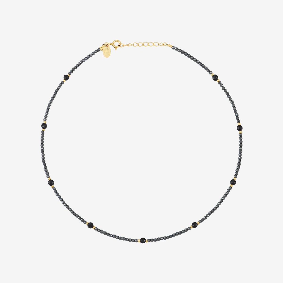 Collier indie amante hematite/onyx gris, CAROLINE NAJMAN