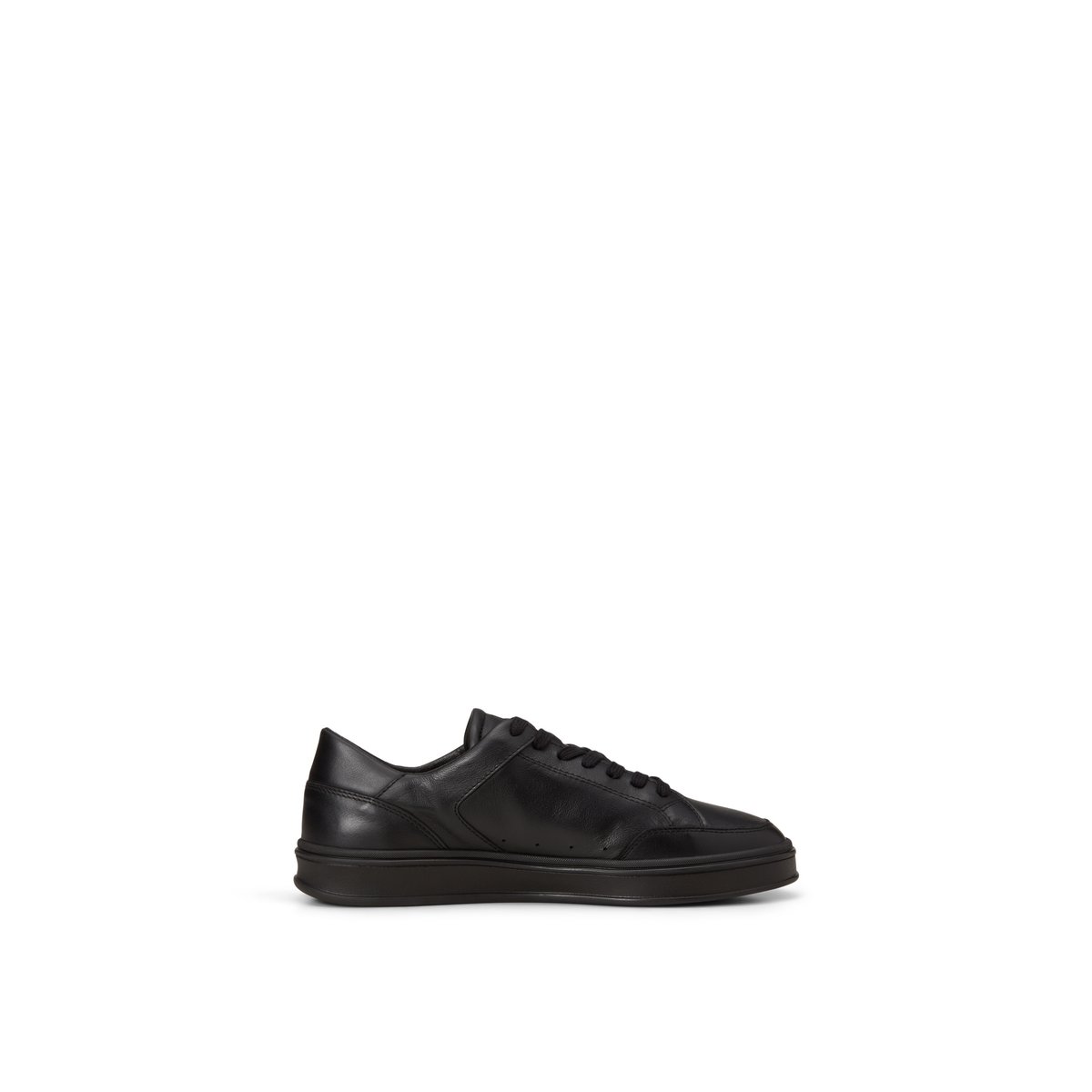 Modèle de baskets Enrique en cuir de vachette naturel noir, MARC O'POLO