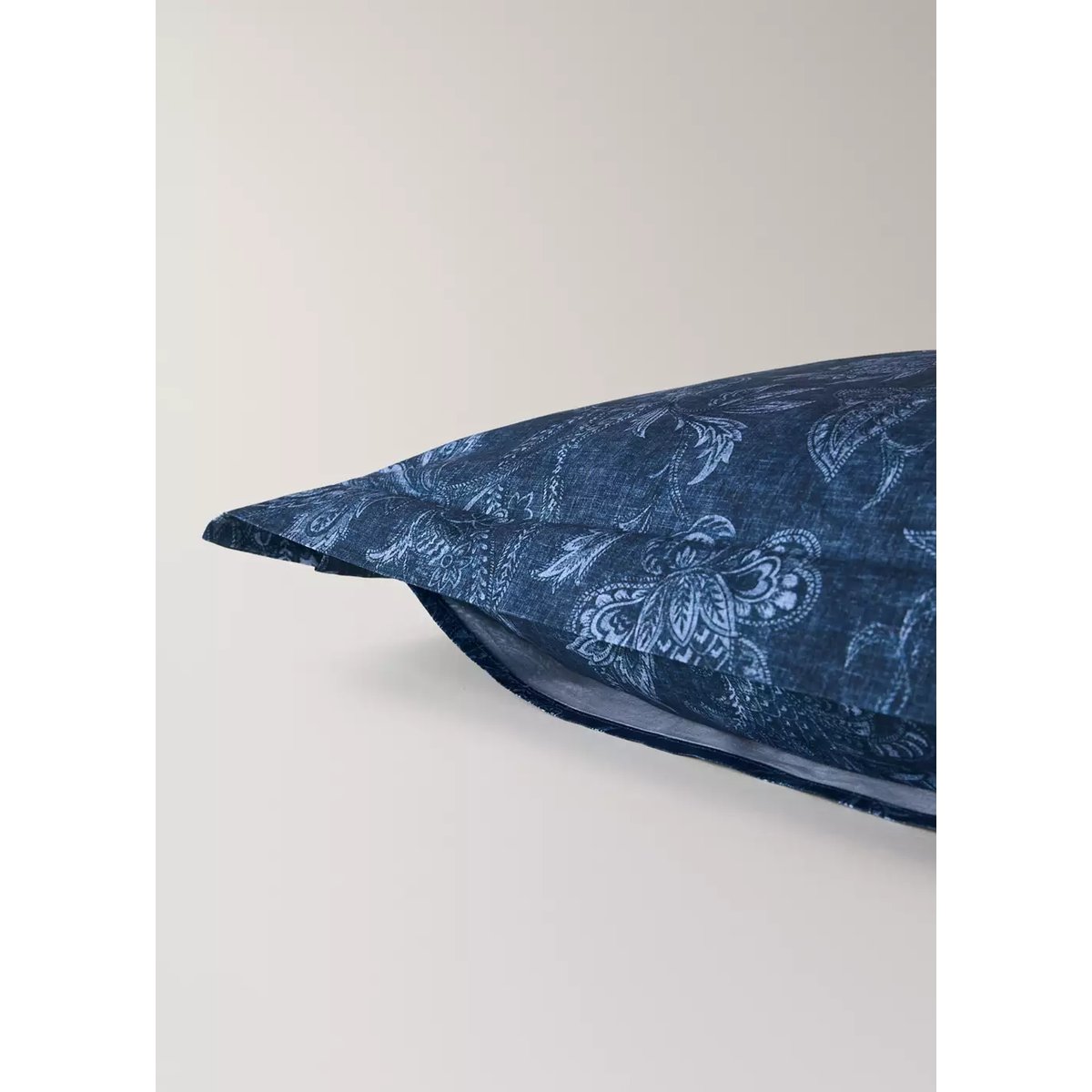 Taie d’oreiller 100 % coton 60x60 cm bleu indigo, MANGO HOME