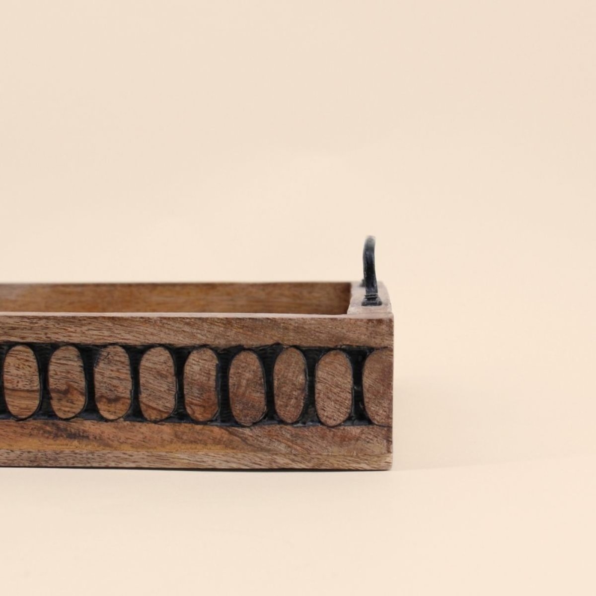 Plateau en bois avec poignées 38x24cm naturel, ORNAMI