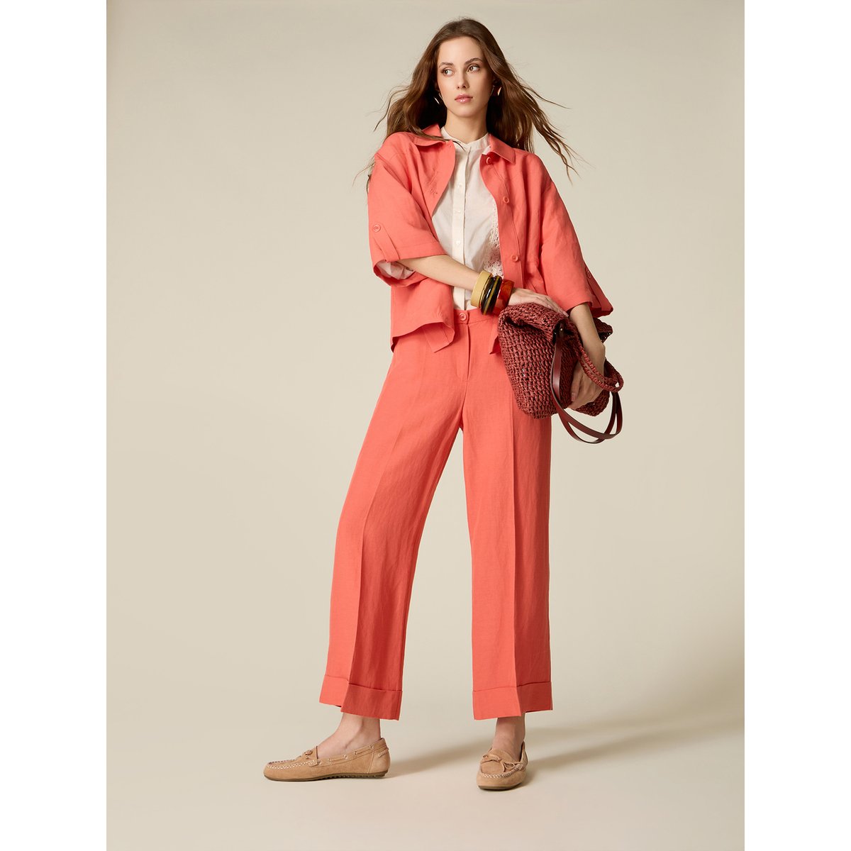 Pantalon cropped orange soleil, OLTRE