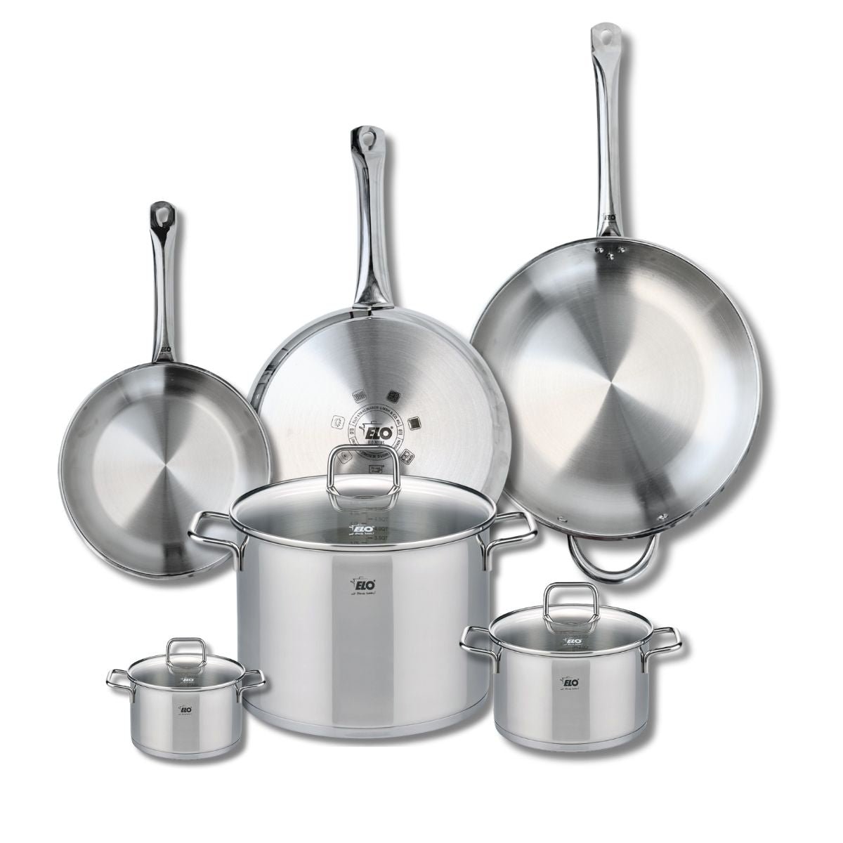 3 poêles 24/28/32cm + 3 faitouts 12/16/26cm PROFI CITRIN gris, ELO