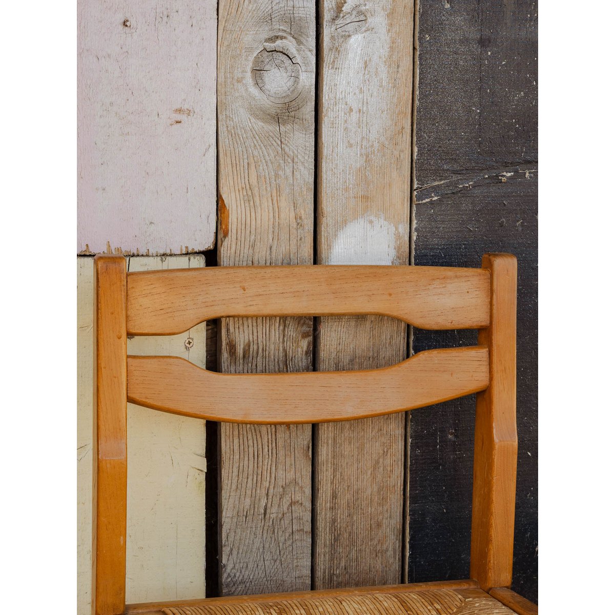 Lot de 4 chaises en bois et paille Claude N°1388 - Bon état bois clair, DEBONGOUT