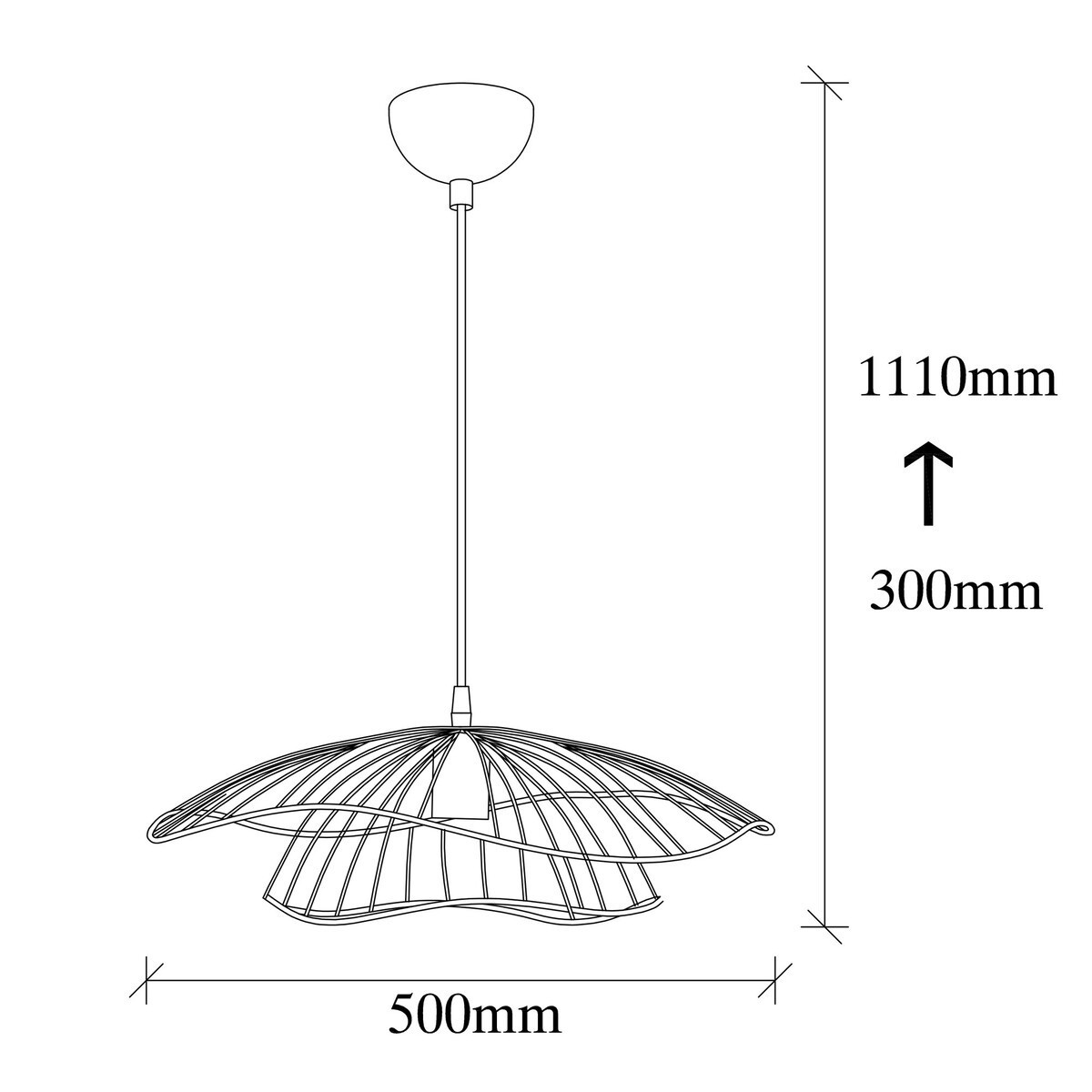 Suspension filaire en métal D50 cm - FLEUR noir, CALICOSY