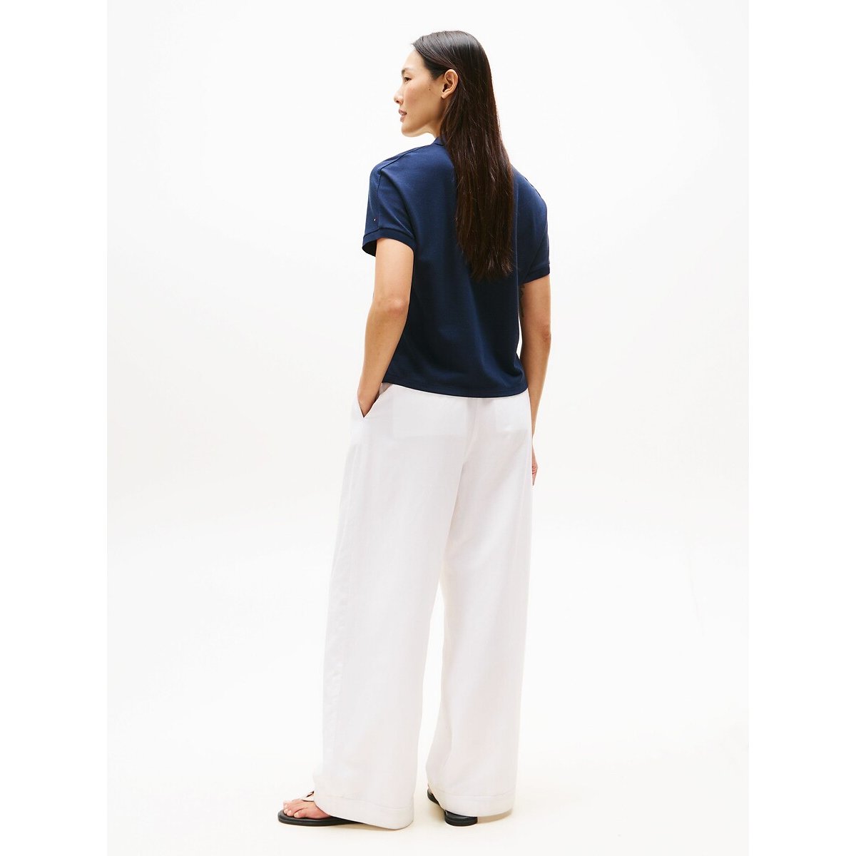 T-shirt manches courtes à col polo bleu marine, TOMMY HILFIGER