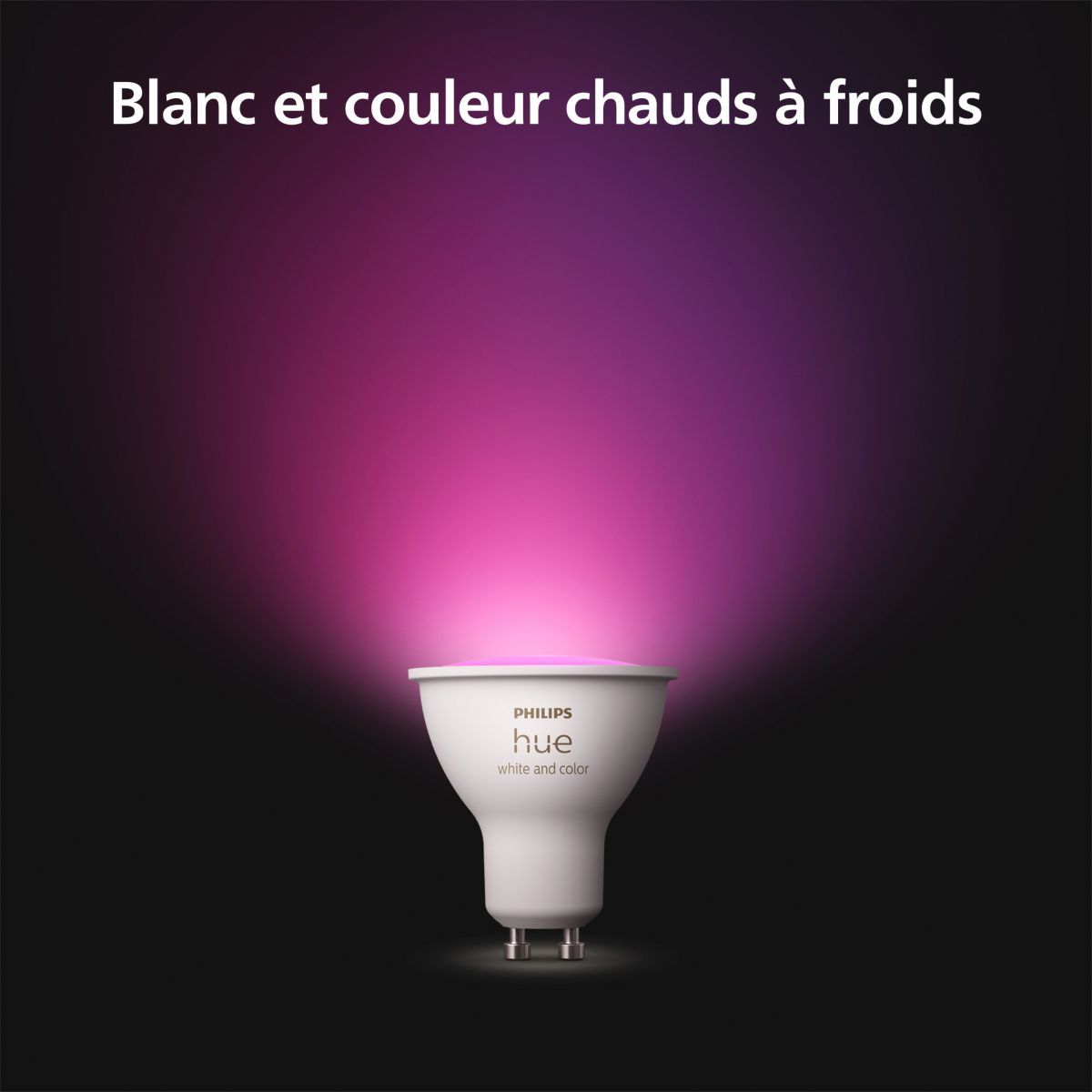 Ampoule LED connectée GU10 White&Color Ambiance couleur unique, PHILIPS HUE