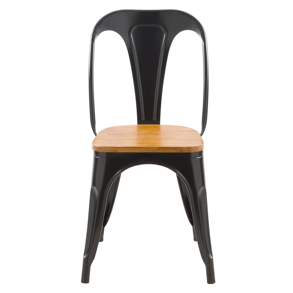 Lot de 2 chaises en métal d'orme - YOANNA noir et bois clair, MAISON PAVANE