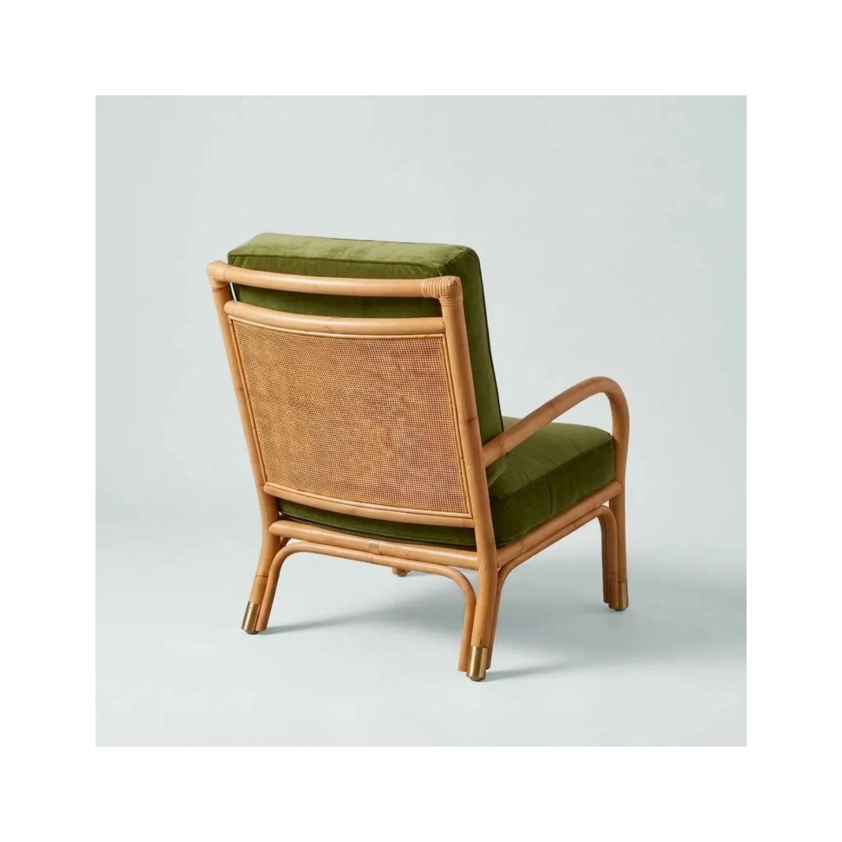 Fauteuil rotin et velours RIVIERA velours vert, KOK