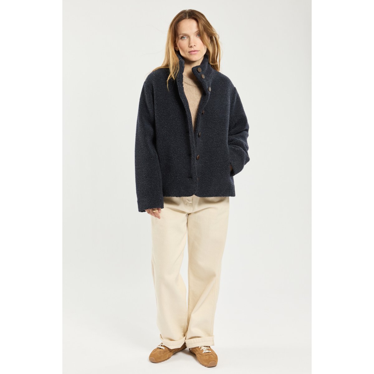 Veste col montant - laine seal chiné, TERRE & MER