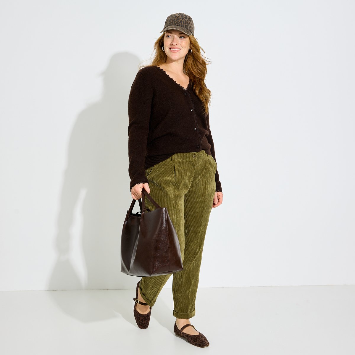 Gilet dentelle col V marron, GRAIN DE MALICE