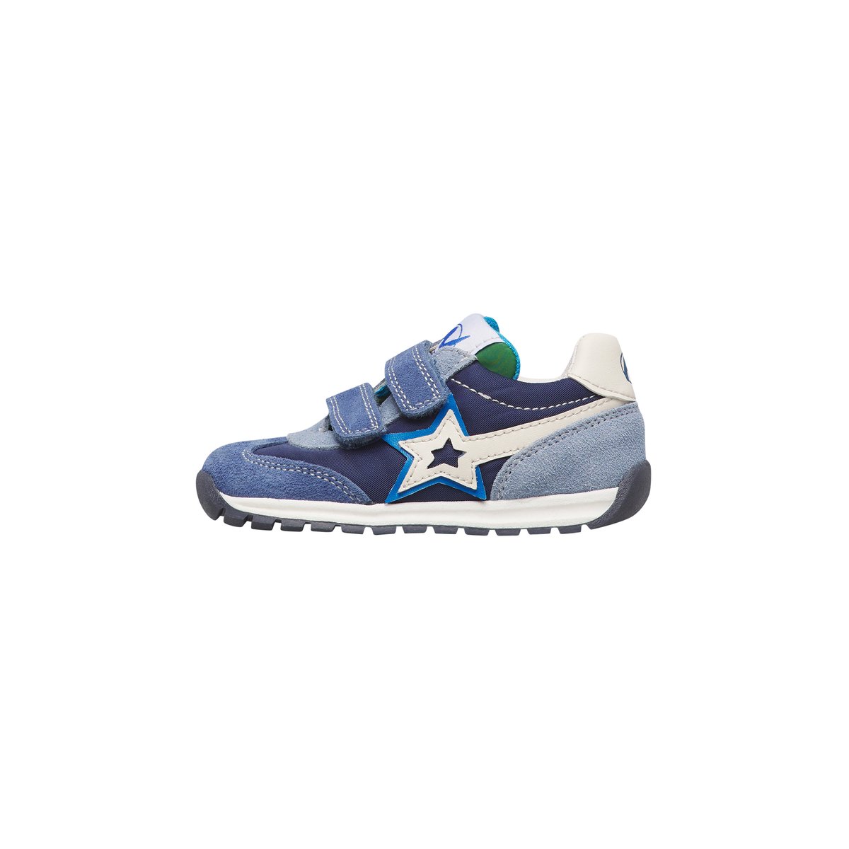 Sneakers en daim et tissu technique CRUMI VL. bleu-blanc, NATURINO