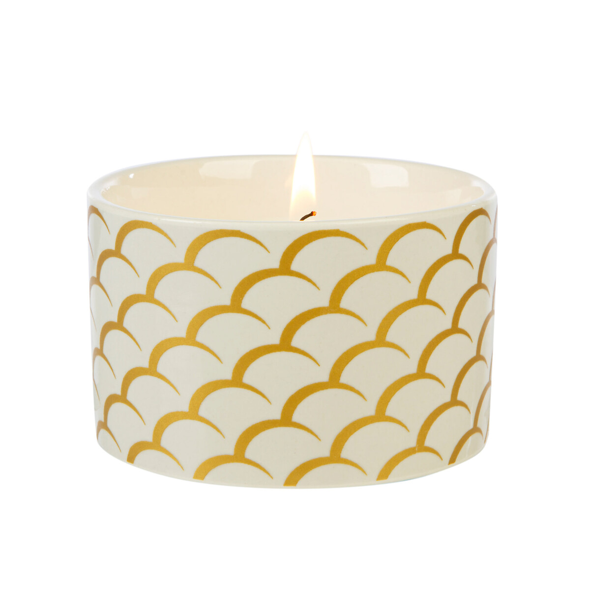 Fired Earth Medium Ceramic White Tea and Pomegranate Candle white, WAX LYRICAL