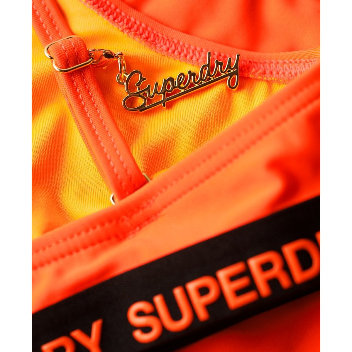 Haut de bikini brassière élastique orange soleil fluo, SUPERDRY