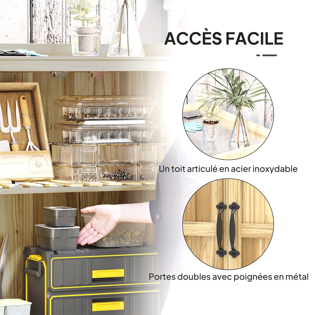 Armoire de jardin 2 en 1 beige, OUTSUNNY