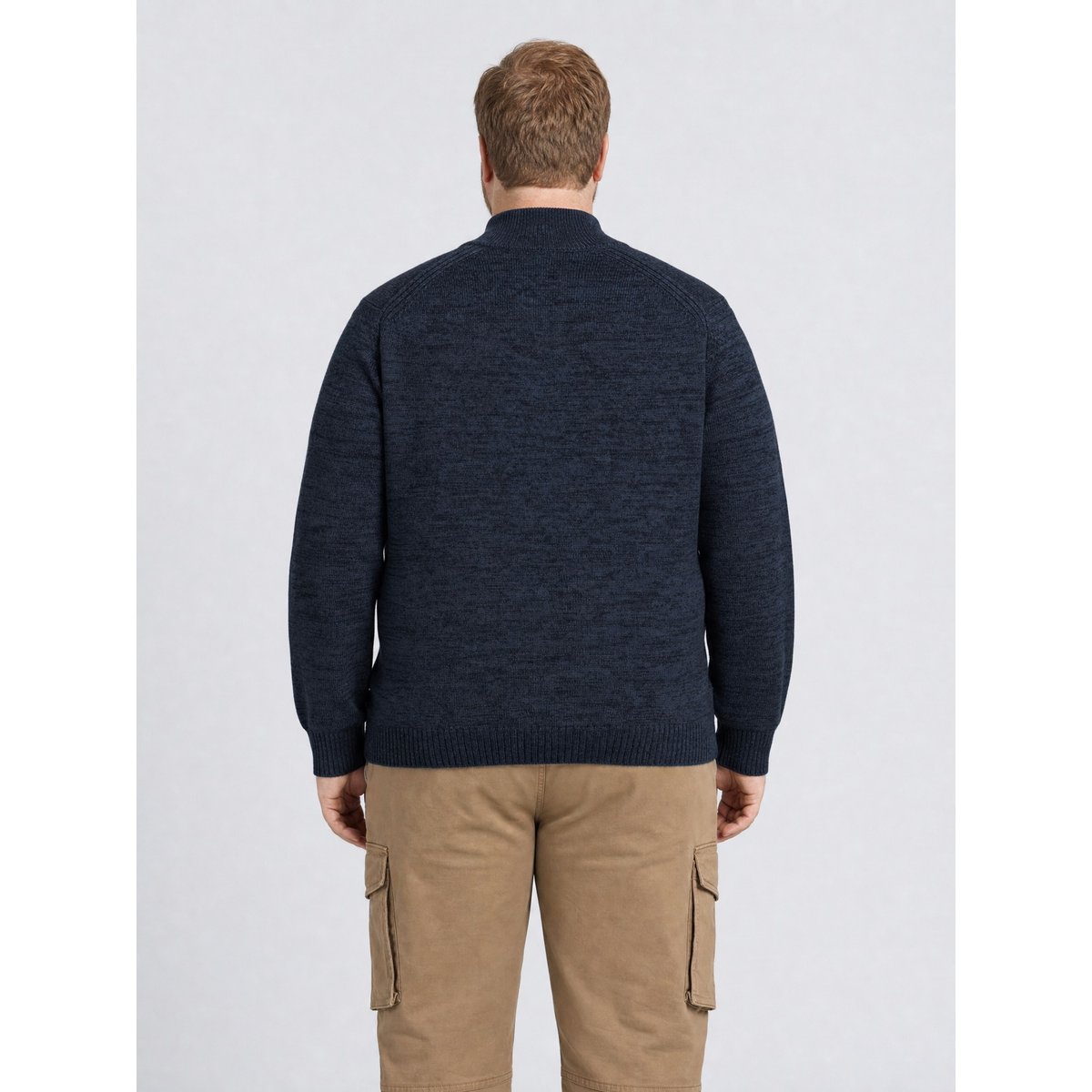 Pull Polo en maille chinée grande taille steelbridge bleu royal navy, PETROL INDUSTRIES