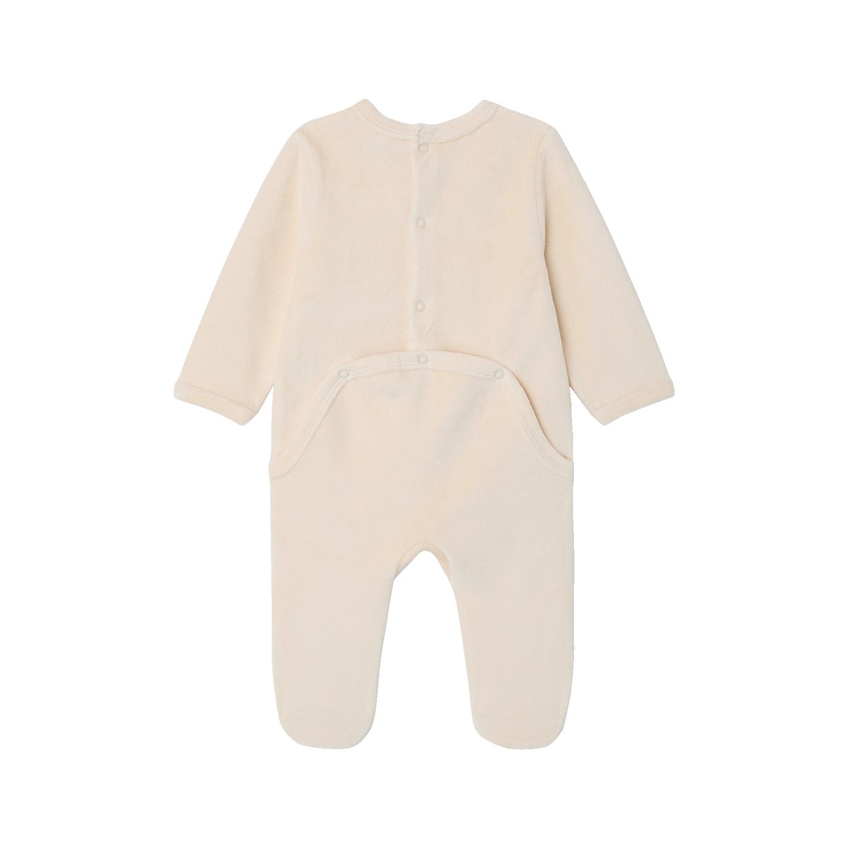 Pyjama naissance en velours écru, VERTBAUDET