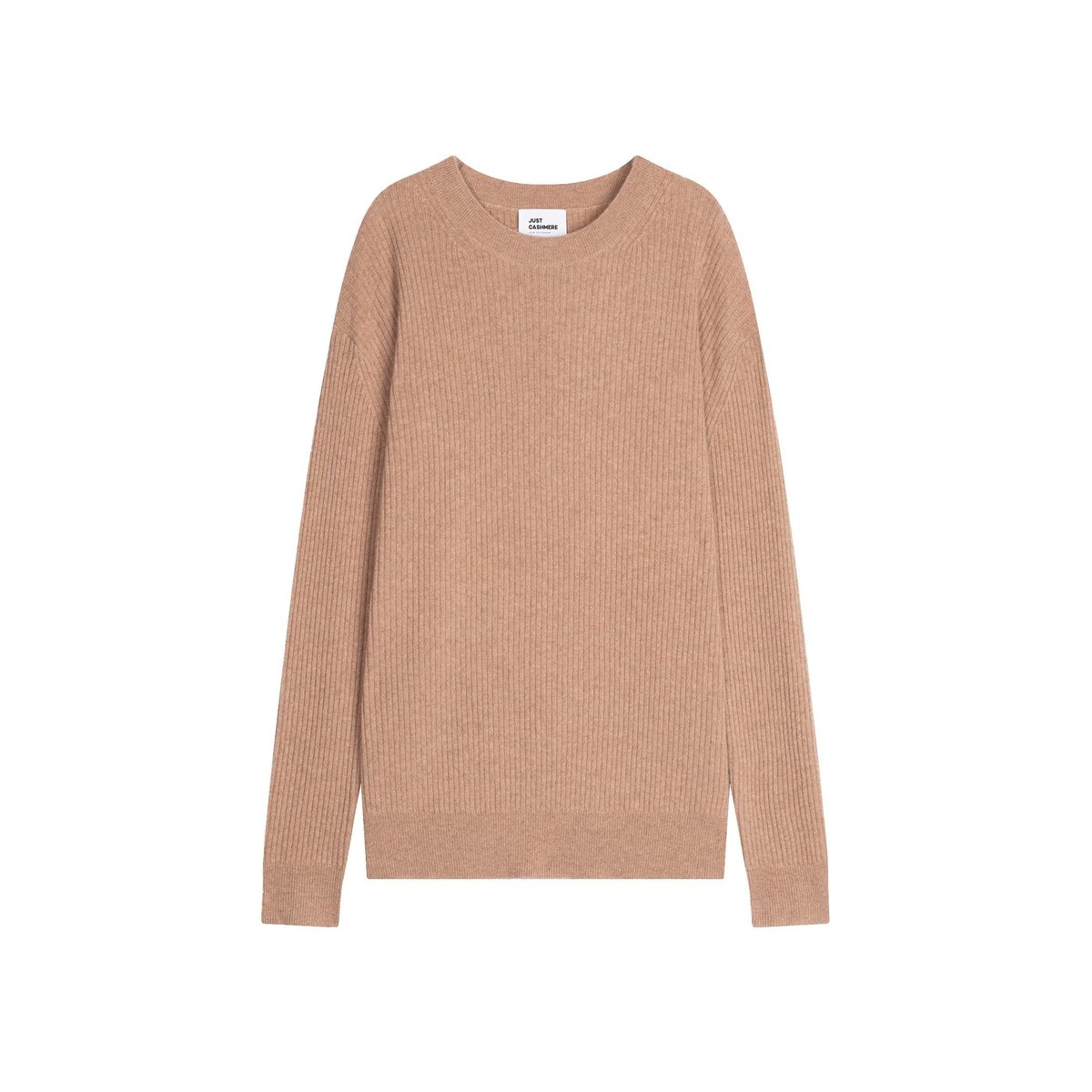 Pull Col Rond Camel Chiné Charline camel chiné, JUST CASHMERE