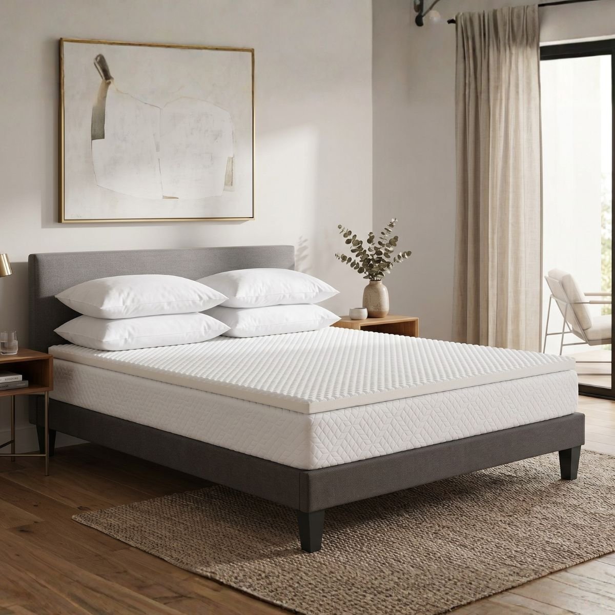 Surmatelas Mousse Nuage 90x190 cm Mémoire de forme & Zonage de confort blanc, BELLECOUR