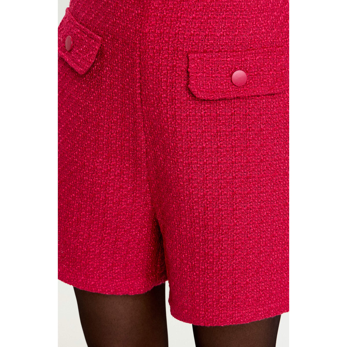 Short tweed taille haute rouge clair, CACHE CACHE
