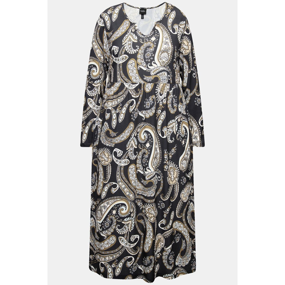 Robe en jersey à col tunisien et manches noir, ULLA POPKEN